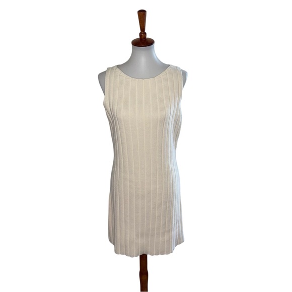 reformation poppy ribbed mini dress NWT Reformation Poppy Ribbed Mini Sweater Dress Cream Size Large